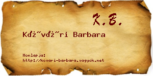 Kővári Barbara névjegykártya